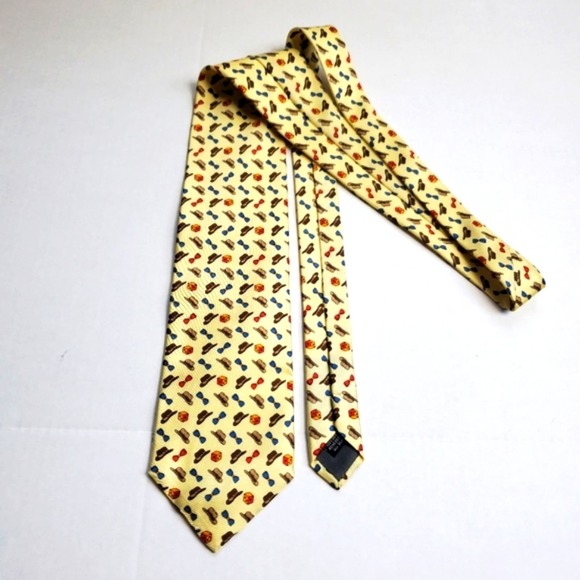 IL David by Florence Men's 100% Silk Hat Bowtie Dice Foulard Pattern Tie - Picture 8 of 8